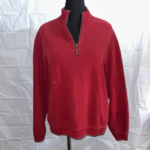 Deep Red Tommy Bahama Quarter-Zip Sweater size large - Picture 1 of 7